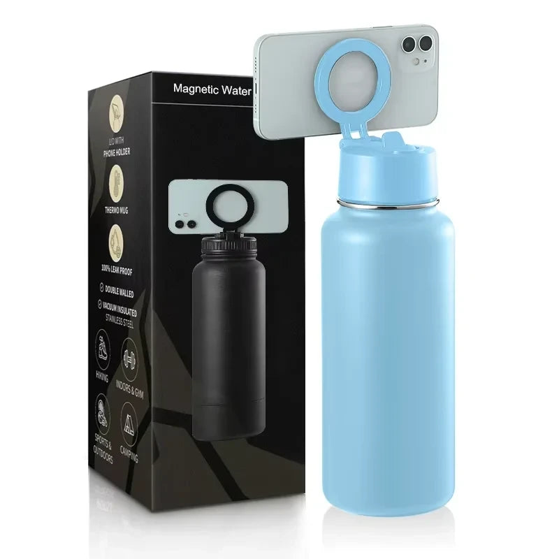 Magnetic Insulated Phone Holder Water Bottle