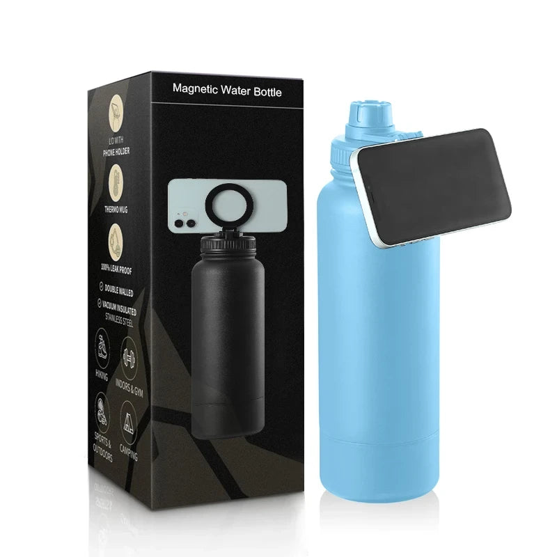 Magnetic Insulated Phone Holder Water Bottle