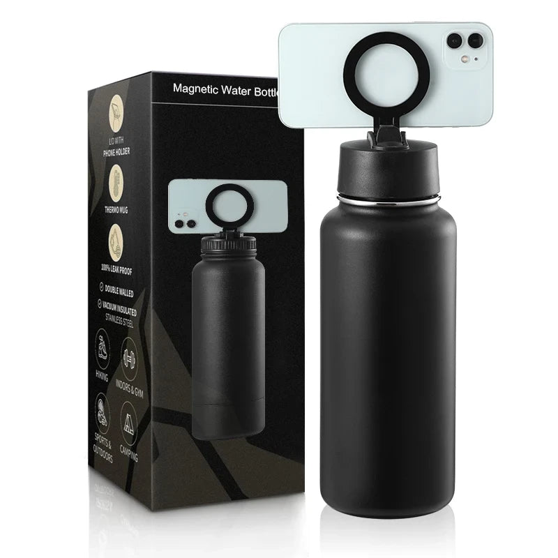 Magnetic Insulated Phone Holder Water Bottle