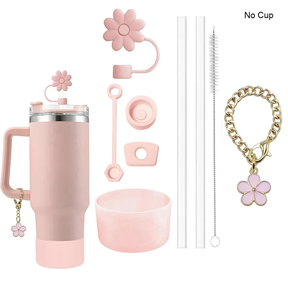 Decorative Straw Charm Cup Accessory Set