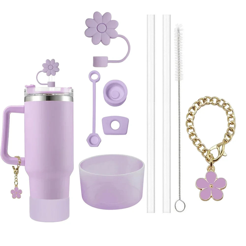Decorative Straw Charm Cup Accessory Set