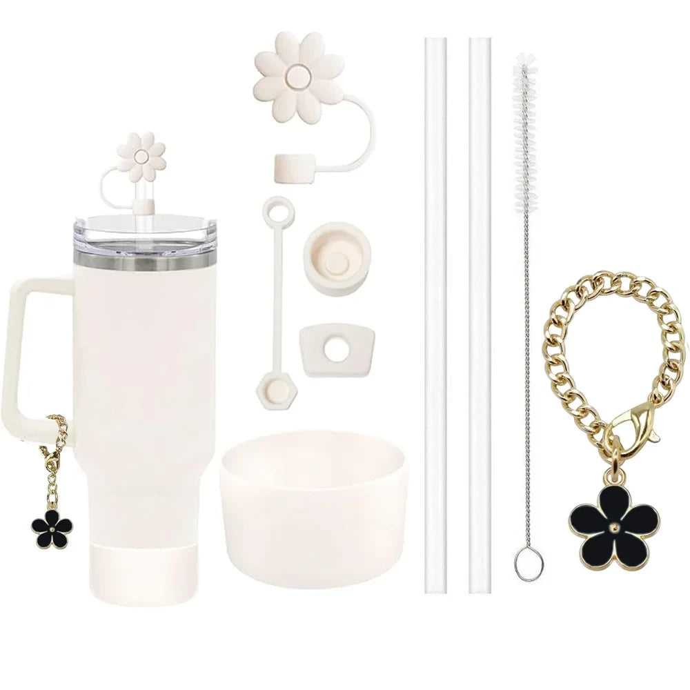 Decorative Straw Charm Cup Accessory Set