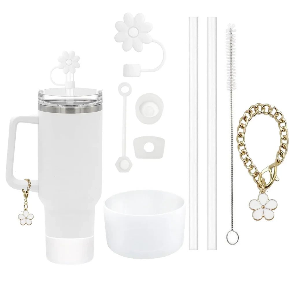 Decorative Straw Charm Cup Accessory Set
