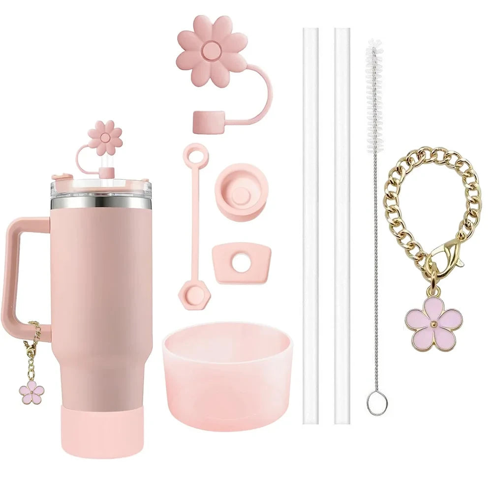 Decorative Straw Charm Cup Accessory Set