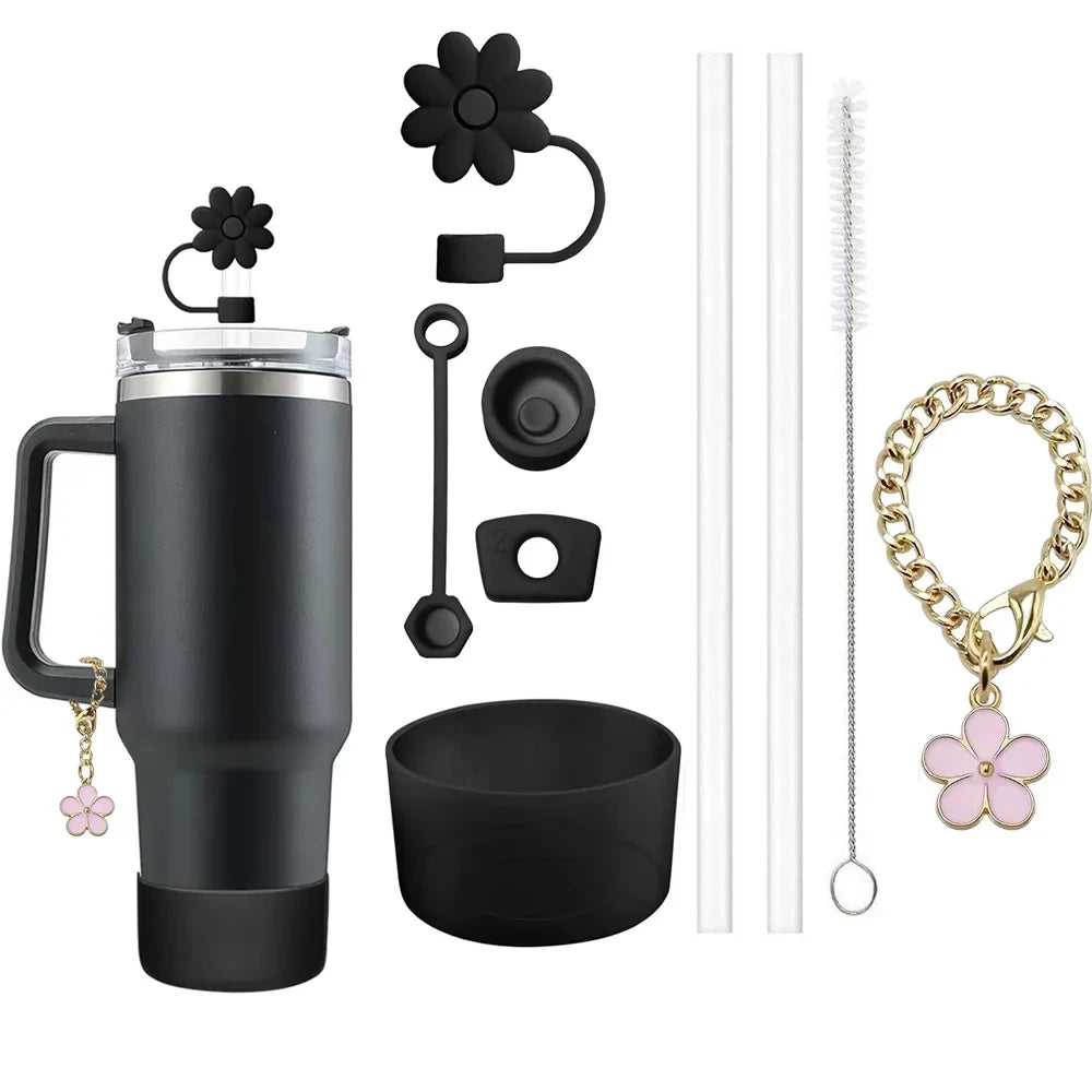 Decorative Straw Charm Cup Accessory Set
