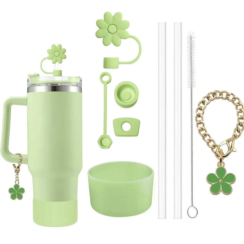Decorative Straw Charm Cup Accessory Set